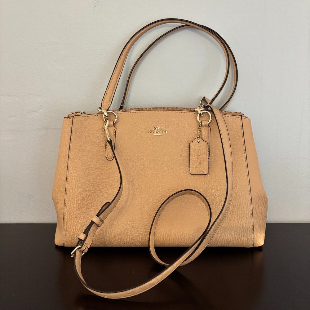 Coach Christie Carryall Tan Crossgrain Leather Satchel